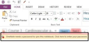 OneNote password prompt